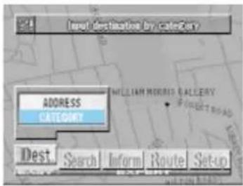 Import destination by category ADDRESS CATEGORY DEST Search Inform Route Setup