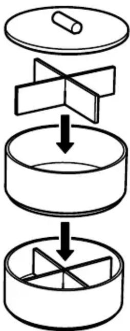 graph TD A["Cylindrical Object"] --> B["Folded Box"] B --> C["Crossed Cutouts"]
