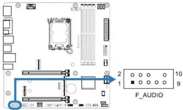 BIOSTAR B860M-SILVER - F\_AUDIO: 前置面板音频接头 - 1
