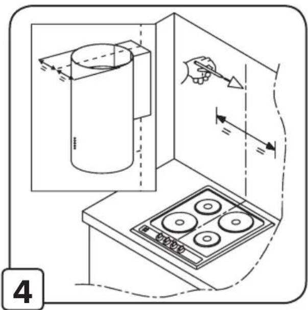Diagram illustrating a kitchen appliance with a cylinder, a hand holding a tool, and a stovetop with four ovens, labeled with number 4.
