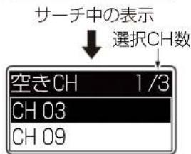 サーチ中の表示 選択CH数 空きCH 1/3 CH 03 CH 09