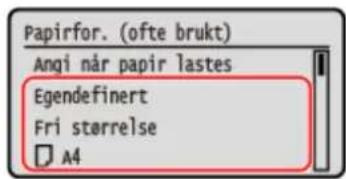 CANON i-SENSYS LBP243dw II - Velg formatet på papiret som er lagt i flerfunksjonsskuffen og trykk på OK - 1