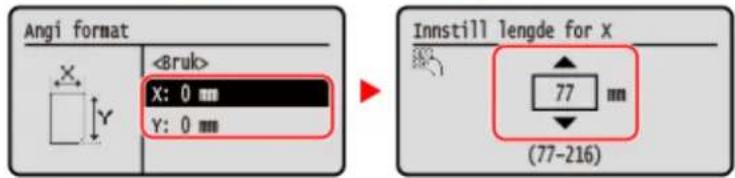 CANON i-SENSYS LBP243dw II - Når papir med annet format enn standard (egendefinert format) er lagt i - 1