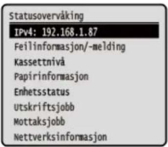 CANON i-SENSYS LBP243dw II - [Statusovervåking]-skjermbildet - 1