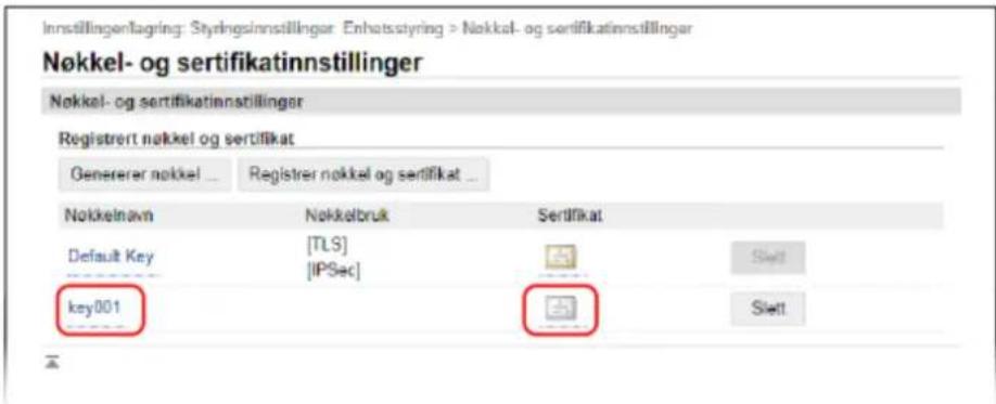 CANON i-SENSYS LBP243dw II - Registrere et sertifikat som er utstedt av en sertifikatmyndighet på en nøkkel - 1