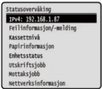 CANON i-SENSYS LBP243dw II - Skjermbildet [Statusovervåking] - 1