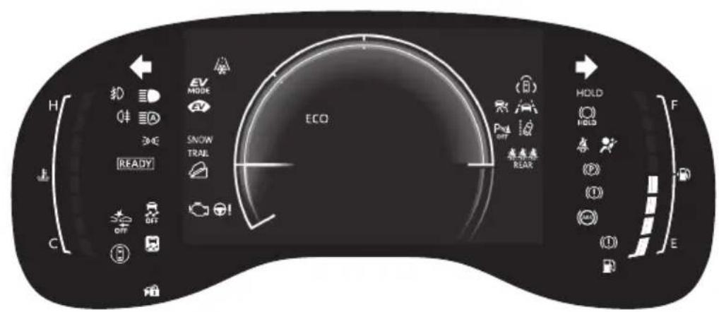H C EV MODE SNOV TRAIL READY OFF OFF ECO HOLD F HOLD E E ECAU REAR