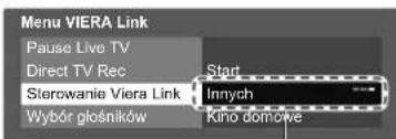 Menu VIERA Link Pause Live TV Direct TV Rec Start Sterowanie Viera Link Innych Wybór głosników Kino domove