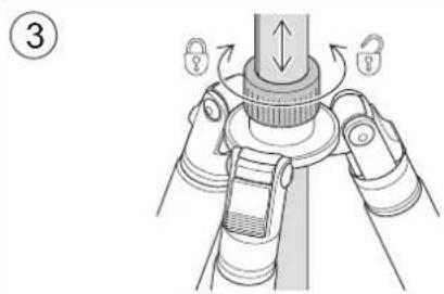 Diagram showing mechanical assembly with labeled parts and directional arrows indicating rotation or movement