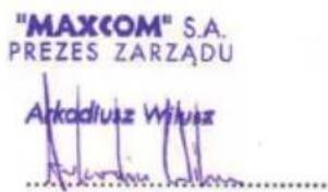 "MAXCOM" S.A. PREZES ZARZADU Arkadiusz Wijusz
