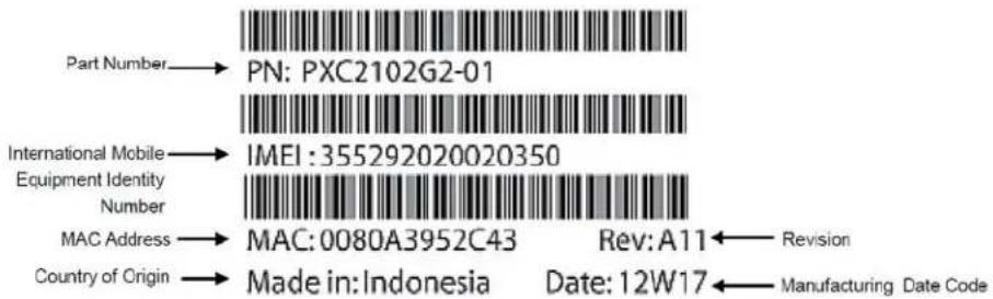 Lantronix PXC2102G2-01 - Product Information Label - 1