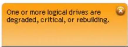 One or more logical drives are degraded, critical, or rebuilding.
