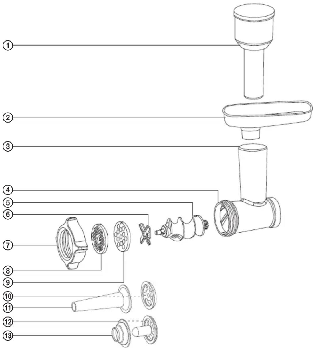 Exploded view diagram of a hairdryer with numbered parts for identification