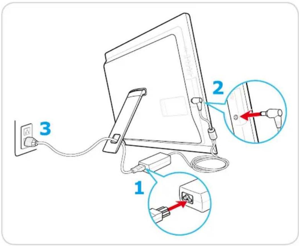 Diagram showing cable installation steps with labeled components: power outlet, cable, switch, and connector pin.
