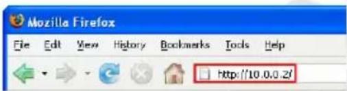 Mozilla Firefox File Edit View History Bookmarks Tools Help http://10.0.0.2/