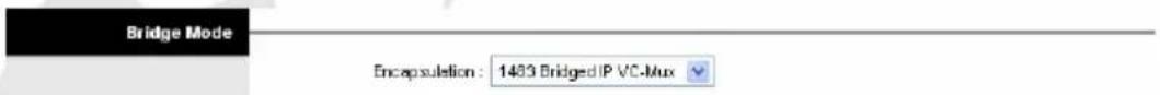 Bridge Mode Encapsulation : 1483 Bridged IP VC-Mux