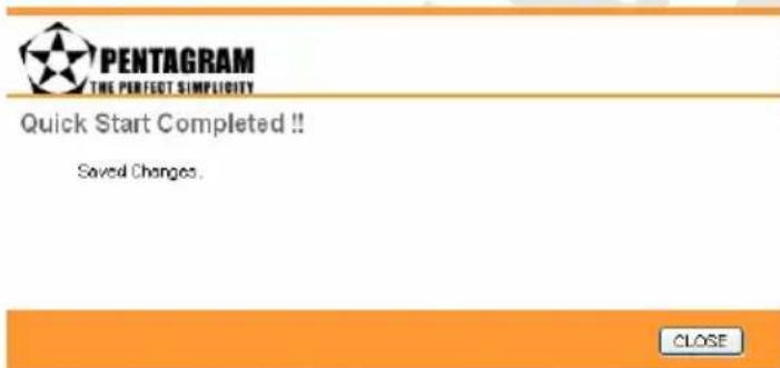 PENTAGRAM THE PERFECT SIMPLICITY Quick Start Completed!! Saved Changes. CLOSE