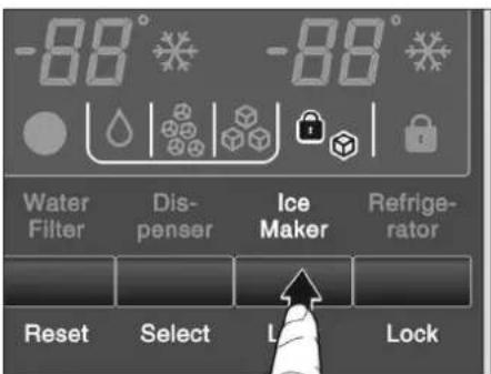 -88° Filtr wody Dozownik Kostkarka Chłodziarka Reset Wybór Zamek