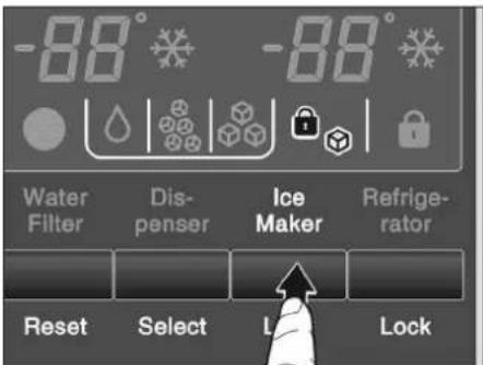 -88° Filtr wody Dozownik Kostkarka do lodu Lodówka Reset Wybierz Blokada