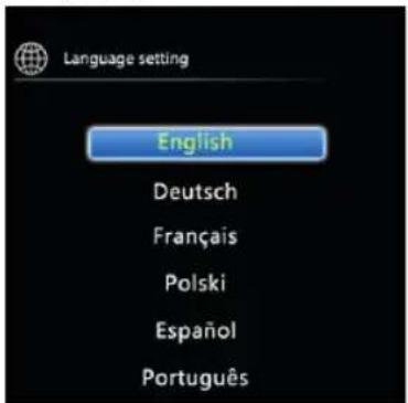 Language setting English Deutsch Français Polski Español Português