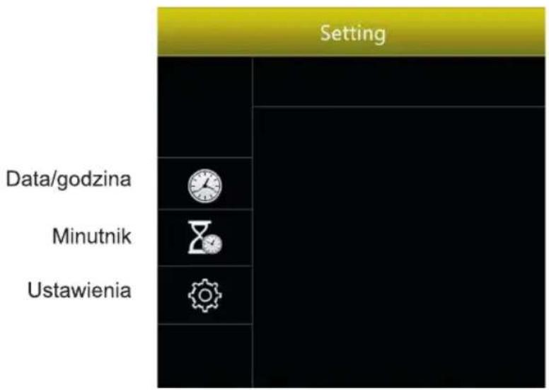 Setting Data/godzina Minutnik Ustawienia