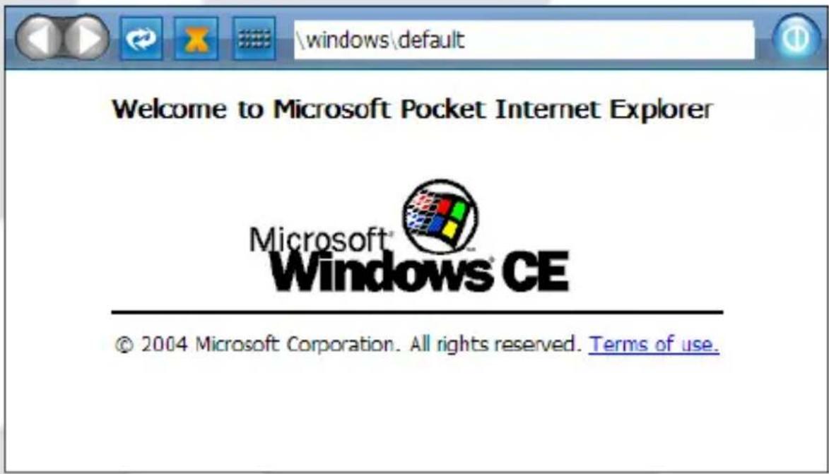 Windows\default Welcome to Microsoft Pocket Internet Explorer Microsoft® Windows® CE © 2004 Microsoft Corporation. All rights reserved. Terms of use.