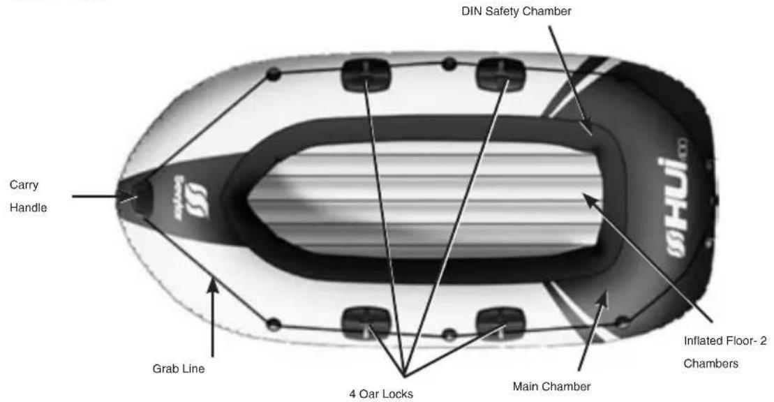 DIN Safety Chamber Carry Handle Grab Line 4 Oar Locks Main Chamber Inflated Floor- 2 Chambers SHUI