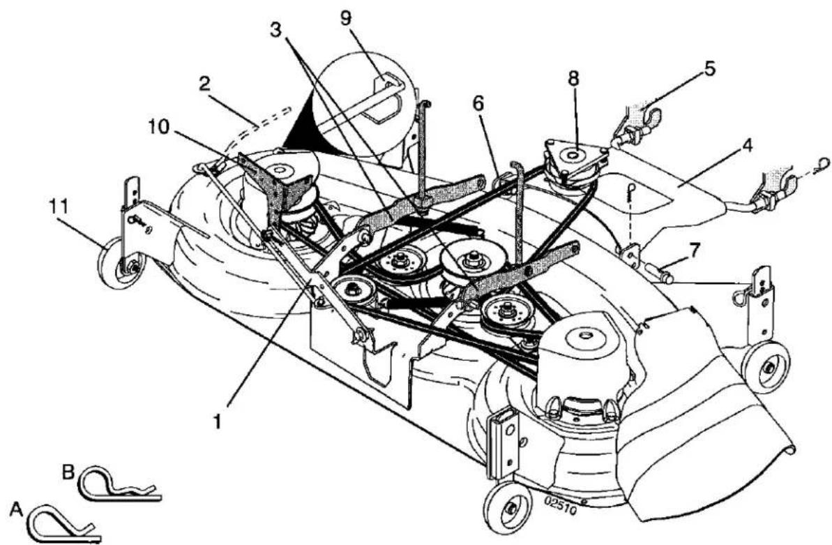 Technical diagram of a mechanical device with numbered components and labeled parts A, B, 1, 2, 3, 4, 5, 6, 7, 8, 9, 10