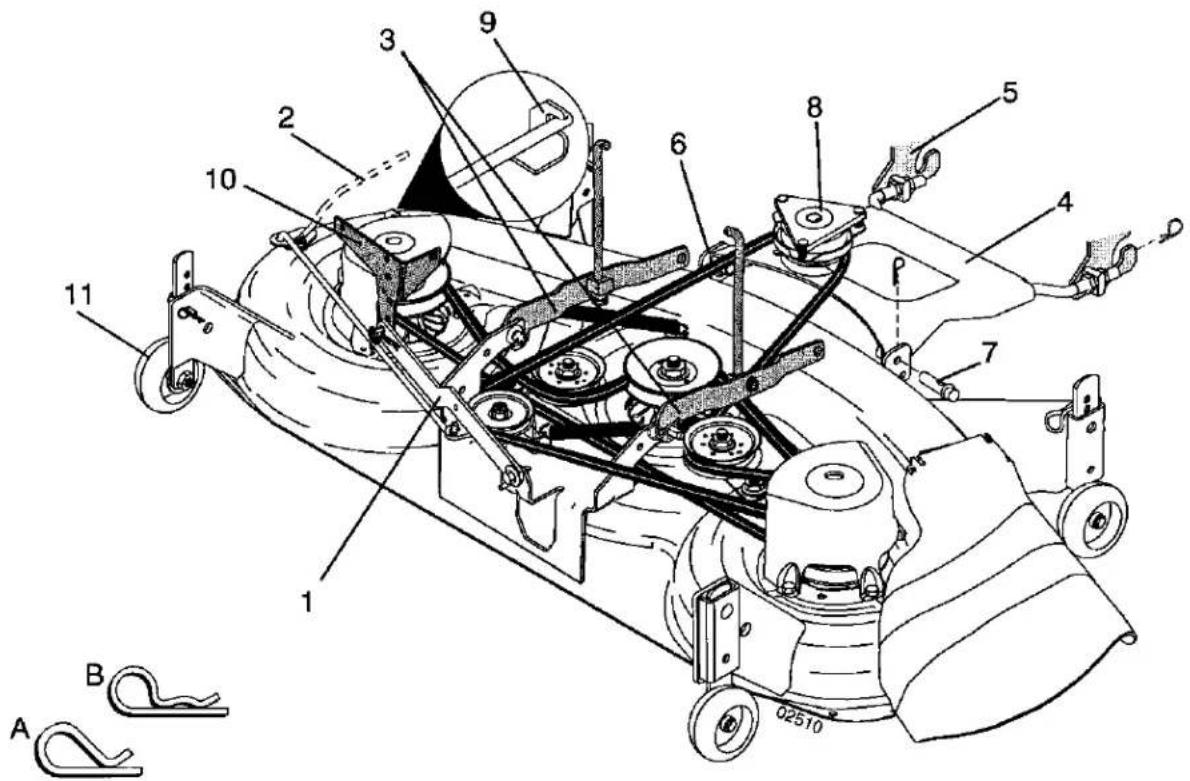 Technical diagram of a mechanical device with numbered components and labeled parts A, B, 1, 2, 3, 4, 5, 6, 7, 8, 9, 10