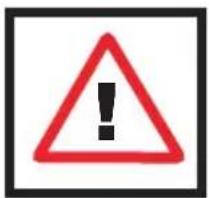 Warning sign with red triangle and exclamation mark, framed in black border