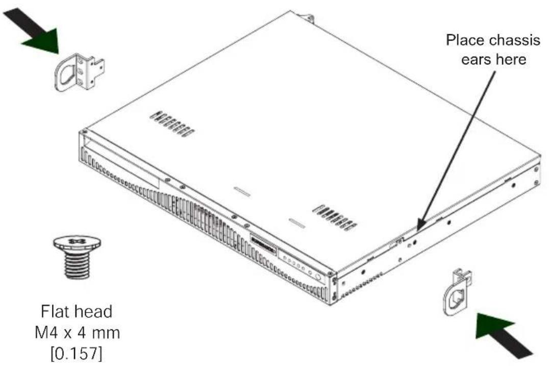 Place chassis ears here Flat head M4 x 4 mm [0.157]