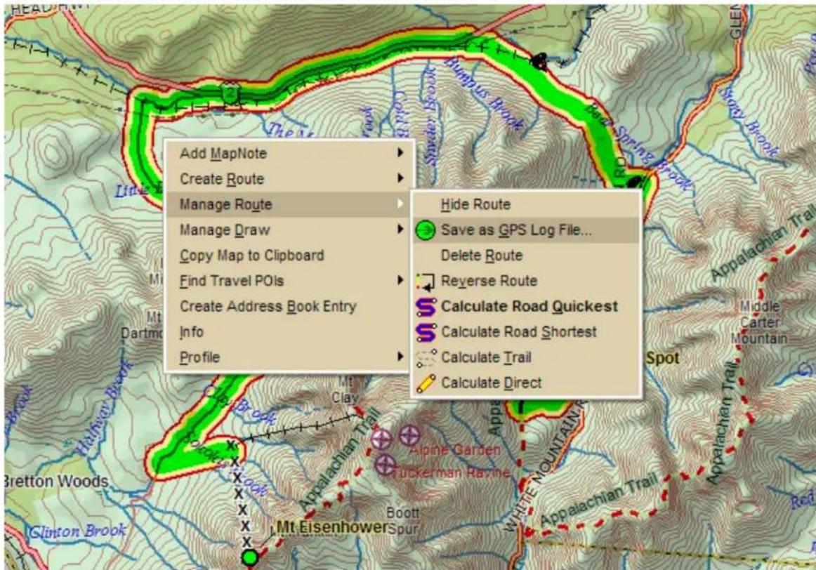 GARMIN XMap 8 - Step 2—Save the route as a GPS log file - 1