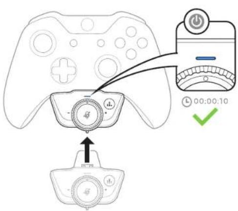 Diagram showing a game controller with an action button and time setting indicator, including a play button labeled '00:00:10'.