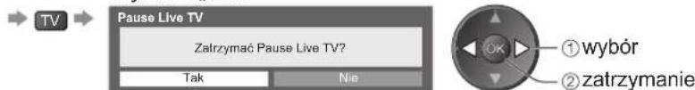 TV Pause Live TV Zatrzymać Pause Live TV? Tak Nie OK ① wybór ② zatrzymanie