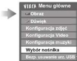 Vierra Menu główne Obraz Dźwięk Konfiguracja zdjęć Konfiguracja Video Konfiguracja muzyki Wybór nośnika Bezp. usuwanie urz. USB