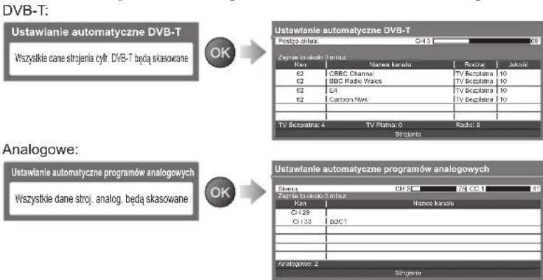 DVB-T: Ustawianie automatyczne DVB-T Wszyskie dane strojenia cyfr. DVB-T będą skasowane OK Ustawianie automatyczne DVB-T Postęp okrata: C-15 89 Zajcie Izokoło 3 minut. Ken Names karski Rooszą Jakcób 62 CSBC Channel TV Bezichana 10 62 BBC Radio Wrakc TV Bezichana 10 62 E4 TV Bezichana 10 62 Carbon Nark TV Bezichana 10 TV Bezochina: 4 TV Plana: 0 Radio: 0 Strojania Analogowe: Ustawianie automatyczne programów analogowych Wszyskie dane stroj. analog. będą skasowane OK Ustawianie automatyczne programów analogowych Skursa: CH-2 CZC-1 49 Zajcie Izokoło 3 minut. Ken Nazwa karski CH-29 BDC1 CH-33 BDC1 Analogowe: 2 Strojanie