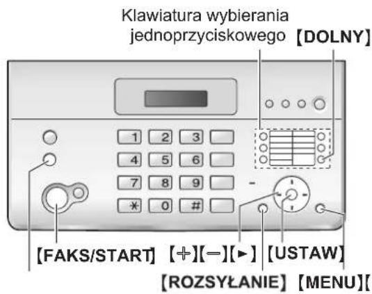 Klawiatura wybierania jednoprzyciskowego [DOLNY] [1 2 3 ] 4 5 6 7 8 9 * 0 # - [FAKS/START] [+][-][►] [USTAW] [ROZSYŁANIE] [MENU]