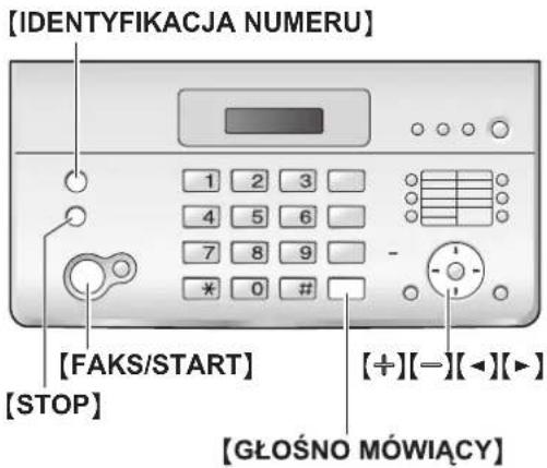 [IDENTYFIKACJA NUMERU] 1 2 3 4 5 6 7 8 9 * 0 # - [FAKS/START] [STOP] [+][-][◀][▶] [GŁOŚNO MÓWIĄCY]