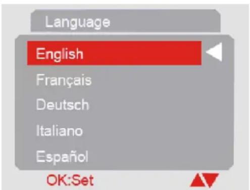 Language English Français Deutsch Italiano Español OK:Set