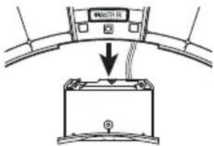 Diagram showing a car interior with a directional arrow pointing to a vehicle's seat or engine compartment.