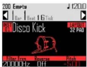 200 Empty Bar Beat 16Tick INST 01 Disco Kick LAYOUT 32 PAD Filter Fees Reverse Pitch 20000Hz Off -5.0 U