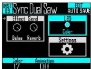 INST 09 Sync Dual Saw + Effect Send Delex Reverb LED Color Settings Color Animation 17 Diff