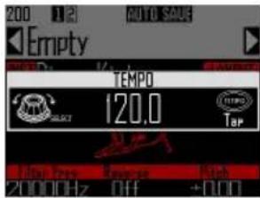200 12 AUTO SAUF Empty TEMP0 120,0 Tempo Tap 2000Hz Off +0.00