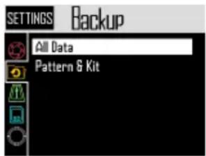 SETTINGS Backup All Data Pattern & Kit