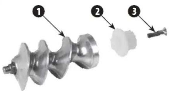 Diagram showing three stages of a mechanical component: winding, forming, and finishing with a screw.
