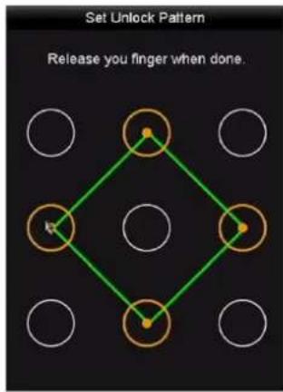 Set Unlock Pattern Release you finger when done.