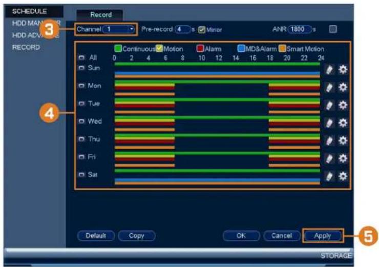 Lorex NK163-85CB - To configure the recording schedule: - 1