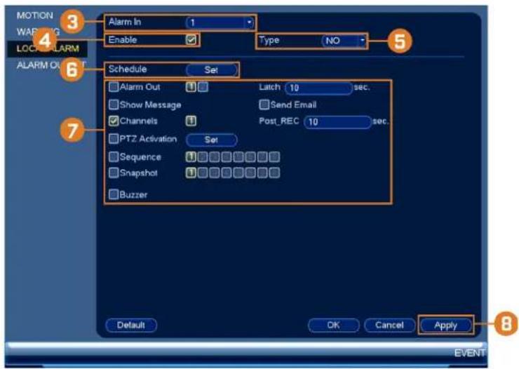 Lorex NK163-85CB - Configuring Alarm Input Devices - 2