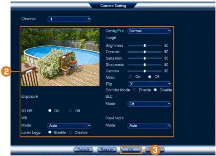 Lorex NK163-85CB - To adjust image settings: - 1