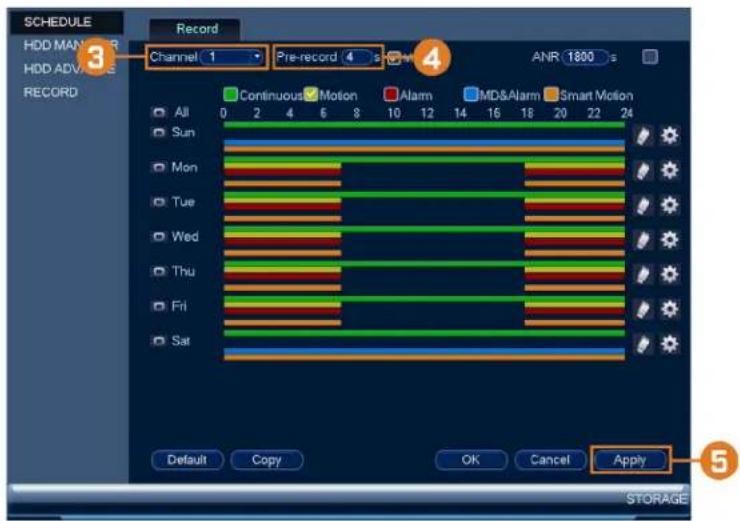Lorex NK163-85CB - To configure pre-recording: - 1